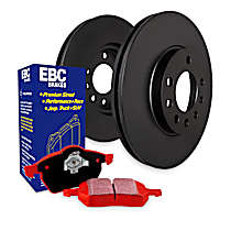 Front Brake Disc and Pad Kit, Plain Surface, 5 Lugs, Aramid Fiber Ceramic, FMSI Pad No. D2145; Vented; 5 Bolt Holes; 350mm Dia.; 57mm Height; 30mm Thick; 8.7mm Center Hole Dia., 3.3L 6Cyl, S12 Redstuff Ceramic Pad and RK Premium Rotors