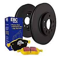 S13KF2115 Front Brake Disc and Pad Kit, Plain Surface 5 Lugs Aramid Fiber S13 Yellowstuff Sport Pad and RK Premium Rotors