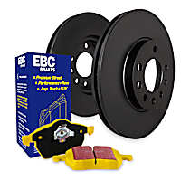 Front Brake Disc and Pad Kit, Plain Surface, 5 Lugs, Aramid Fiber, FMSI Pad No. D2145; Vented; 5 Bolt Holes; 350mm Dia.; 57mm Height; 30mm Thick; 8.7mm Center Hole Dia., 3.3L 6Cyl, S13 Yellowstuff Sport Pad and RK Premium Rotors