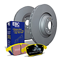Rear Brake Disc and Pad Kit, Plain Surface, Aramid Fiber, Turbocharged, GAS, Premium Luxury, 2.0L 4Cyl, S13 Yellowstuff Sport Pad and RK Premium Rotors
