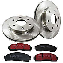 Front Brake Disc and Pad Kit, Plain Surface, 5 Lugs, 297.18 mm, Aramid Fiber, FMSI Pad No. D913; Vented; 5 Bolt Holes; 296mm Dia.; 51mm Height; 26mm Thick; 70.6mm Center Hole Dia., S1 Ultimax2 Pad and RK Premium Rotors