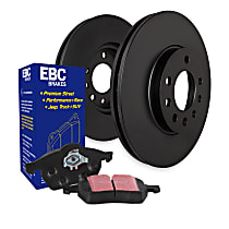 S1KF2019 Front Brake Disc and Pad Kit, Plain Surface 5 Lugs Aramid Fiber S1 Ultimax2 Pad and RK Premium Rotors