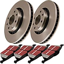 Rear Brake Disc and Pad Kit, Plain Surface 4 Lugs 254 mm Aramid Fiber S1 Ultimax2 Pad and RK Premium Rotors