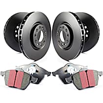 Front and Rear Brake Disc and Pad Kit, Plain Surface, 5 Lugs, Aramid Fiber, FMSI Pad No. D1118/D1113; Vented Front; Vented Rear; 5/5 Bolt Front/Rear; 334/310mm; Center Hole Dia. 2/2mm; Canada Manufactured, Base, 3.5L 6Cyl