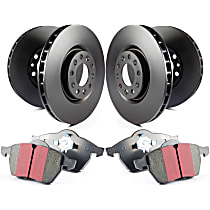 Front and Rear Brake Disc and Pad Kit, Plain Surface, 5 Lugs, Aramid Fiber, FMSI Pad No. D866/D383; Vented Front; Solid Rear; 5/5 Bolt Front/Rear; 276/261mm; Center Hole Dia. 69/69mm, S20 Ultimax2 Pad and RK Premium Rotors