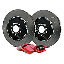 S25KF1002 Front Brake Disc and Pad Kit, Slotted 5 Lugs Aramid Fiber Ceramic S25 Redstuff Pad and 2-Piece Full-Floating Slotted Rotors