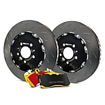 S26KF1002 Front Brake Disc and Pad Kit, Slotted 5 Lugs Aramid Fiber S26 Yellowstuff Pad and 2-Piece Full-Floating Slotted Rotors