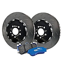 S27KF1002 Front Brake Disc and Pad Kit, Slotted 5 Lugs Aramid Fiber S27 Bluestuff NDX Pad and 2-Piece Full-Floating Slotted Rotors