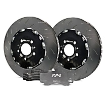 S29KF1002 Front Brake Disc and Pad Kit, Slotted 5 Lugs Aramid Fiber S29 RP-1 Full Race Pad and 2-Piece Full-Floating Slotted Rotors