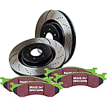 Front Brake Disc and Pad Kit, Dimpled and Slotted, 6 Lugs, 279.91 mm, Aramid Fiber, S3 Greenstuff 6000 and GD Sport Slotted and Dimpled Truck and SUV Rotors
