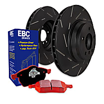 Rear Brake Disc and Pad Kit, Slotted, 5 Lugs, Aramid Fiber Ceramic, mfrbodycodename: G20, FMSI Pad No. D2220; Vented; 5 Bolt Holes; 35mm Dia.; 6mm Height; 2mm Thick, 2.0L 4Cyl, S4 Redstuff Ceramic Pad and USR Sport Slotted Rotors