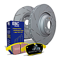 Rear Brake Disc and Pad Kit, Slotted, Aramid Fiber, Sport, 3.6L 6Cyl, S9 Yellowstuff Pad and USR Sport Slotted Rotors