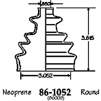86-1052-D CV Boot - Black, Neoprene, Direct Fit, Sold individually