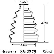 86-2375-D CV Boot - Black, Neoprene, Direct Fit, Sold individually