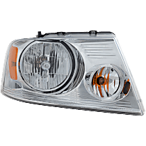 Passenger Side Headlight, With bulb(s), Halogen, Chrome Bezel