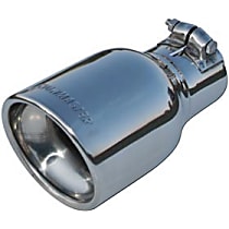 Exhaust Tip - 4.00 in. Rolled Angle Polished SS Fits 2.50 in. Tubing - Clamp-on