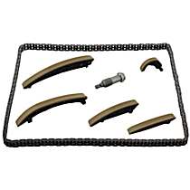 Timing Chain Kit, DOHC, Contains: (1) Timing Chain - Continuous (Double Row), (1) Timing Chain Tensioner, (2) Left Lower Guide Rails, (1) Right Lower Guide Rail, (1) Left Upper Guide Rail, & (1) Right Upper Guide Rail, 6 Cyl 3.0L