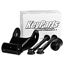 Leaf Spring Shackles and Hangers - Black, Steel, Direct Fit, Kit