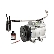 A/C Compressor, Wiith Orifice Tube, Wiith FS10 Compressor, 58168 (Comp), 55307 (Accum), 38639 (Orifice), 59007 (Oil), O-Rings, With Clutch, 6-Groove Pulley, 3.0L - 