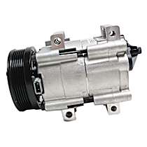 A/C Compressor, With FS10 Compressor, With Clutch, 6-Groove Pulley, 4-Seasons OE Replacement - 