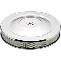 Air Cleaner - 14 Inch Diameter x 2-1/4 Inch Tall - Chrome, Fits 5-1/8 Inch Diameter Carb Neck