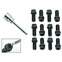 Header Bolts - 3/8-16 x 3/4 Inch Hex & Socket Head - Black Oxide, Set of 12