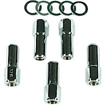 4303G Competition Open End Style Lug Nuts - Set Of 5, 1/2-20, Length 2-1/4 Inch, Hex Size 13/16 Inch, Shank Length 1-3/8 Inch, Shank Dia. .680 Inch