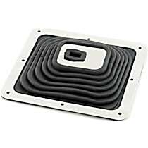 9649 Shift Boot - Black, Rubber, Large 7-3/4 x 9 Inch Shifter Boot with Trim Ring and Mounting Screws.

