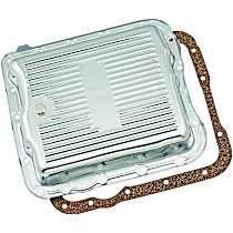 Stock Depth, Transmission Pan, transmissionmfrcode : THM700-R4/4L60/MD8, Racing Use Only Vehicle, Chrome, Steel - 