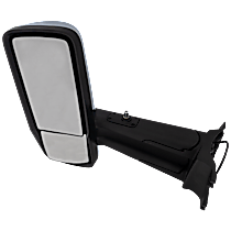 Driver Side Mirror, Power, Heated, Non-Folding, Chrome, With CB Cable and Temp Sensor