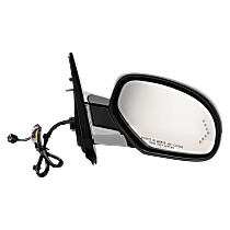 Passenger Side Mirror, Non-Towing, Power, Power Folding, Heated, Paintable, In-glass Signal Light, With memory, With Puddle Light, Without Auto-Dimming, Without Blind Spot Feature, Chrome Cap