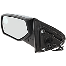 Driver Side Mirror, Power Adjust, Heated, Power Folding, With 1 Chrome and 1 Paintable Cap, In-glass Signal Light, With Memory, With Puddle Light, No Auto-Dimming, No Blind Spot Feature