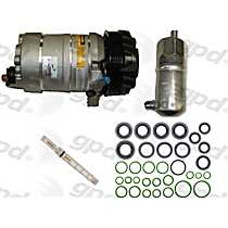4-Piece Kit A/C Compressor, With Clutch, 6-Groove Pulley, 4.0L, includes (1) A/C Compressor and (1) A/C Service Kit (A/C Accumulator, A/C Orifice Tube, and A/C O-Ring and Gasket Seal Kit) - 