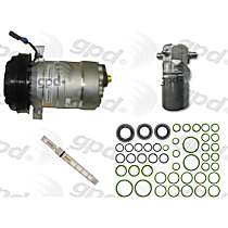 4-Piece Kit A/C Compressor Kit, With Clutch, 6-Groove Pulley, 3.8L, includes (1) A/C Compressor and (1) A/C Service Kit (A/C Accumulator, A/C Orifice Tube, and A/C O-Ring and Gasket Seal Kit)