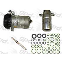 4-Piece Kit A/C Compressor Kit, With Clutch, 6-Groove Pulley, 3.8L, includes (1) A/C Compressor and (1) A/C Service Kit (A/C Accumulator, A/C Orifice Tube, and A/C O-Ring and Gasket Seal Kit)