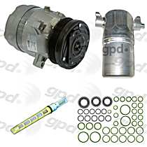 4-Piece Kit A/C Compressor Kit, With Clutch, 6-Groove Pulley, 3.8L, includes (1) A/C Compressor and (1) A/C Service Kit (A/C Accumulator, A/C Orifice Tube, and A/C O-Ring and Gasket Seal Kit)