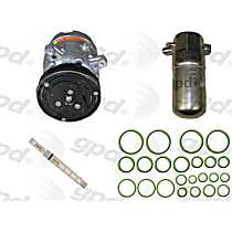 4-Piece Kit A/C Compressor, With Clutch, 1-Groove Pulley, 2.0/2.8L, includes (1) A/C Compressor and (1) A/C Service Kit (A/C Accumulator, A/C Orifice Tube, and A/C O-Ring and Gasket Seal Kit) - 