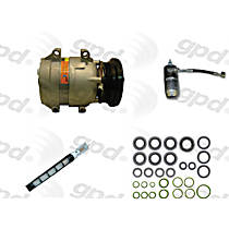 4-Piece Kit A/C Compressor, With Clutch, 4-Groove Pulley, 5.7L, includes (1) A/C Compressor and (1) A/C Service Kit (A/C Accumulator, A/C Orifice Tube, and A/C O-Ring and Gasket Seal Kit) - 