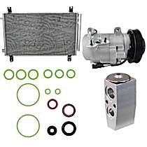 4-Piece Kit A/C Compressor, With Clutch, 6-Groove Pulley, 3.5L, includes (1) A/C Compressor, (1) A/C Condenser, and (1) A/C Service Kit (A/C Expansion Valve and A/C O-Ring and Gasket Seal Kit) - 