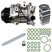 4-Piece Kit A/C Compressor, With Clutch, 7-Groove Pulley, 3.5L, includes (1) A/C Compressor and (1) A/C Service Kit (A/C Expansion Valve, A/C O-Ring and Gasket Seal Kit, and Drier Desiccant Element) - 