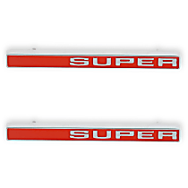 04-591 Emblem - Red and silver, Fender, Direct Fit, Set of 2