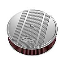 Universal, 14in.X 3in. 5.125 Base Flange, Air Cleaner Assembly - Polished Steel  Sold individually