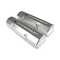 241-287 Universal, Holley GM Licensed Valve Cover - Track Series - Small Block 283-400CI. - Fabricated Aluminum - Perimeter Bolt - Silver