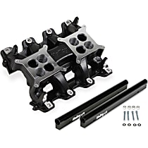 Lower Intake Manifold, EFI 2 x 4 Mid Rise Dual Plane, 4.47 in. Front Height, 5.54 in. Rear Height, 1500-7000 RPM Power Band, Black Ceramic Finish, Legal For Racing Use Only, 8 Cyl 5.7L, LS Modular Hi-Ram Carbureted Series