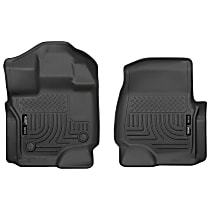 Front Row Molded Floor Liner, Extended Cab Pickup, Black, Made of Rubberized/Thermoplastic, Weatherbeater Series