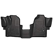 Front Row Molded Floor Liner, Extended Cargo Van, Fits Models with Carpet, Black, Made of Rubberized/Thermoplastic, Weatherbeater Series
