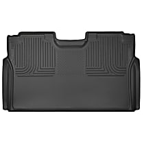 Second Row Molded Floor Liner, Crew Cab Pickup, For Models without Factory Storage Box, Black, Made of Rubberized/Thermoplastic, Weatherbeater Series