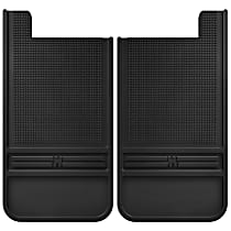 Rear, Driver and Passenger Side Mud Flaps, without Weight, Black Center/Polished Weight, Rubber