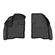 Front Row Molded Floor Liner, Sedan, Black, Made of Rubberized/Thermoplastic, X-act Contour Series
