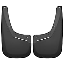 56791 Front, Driver and Passenger Side Mud Flaps, Black, Plastic, Custom Fit Series